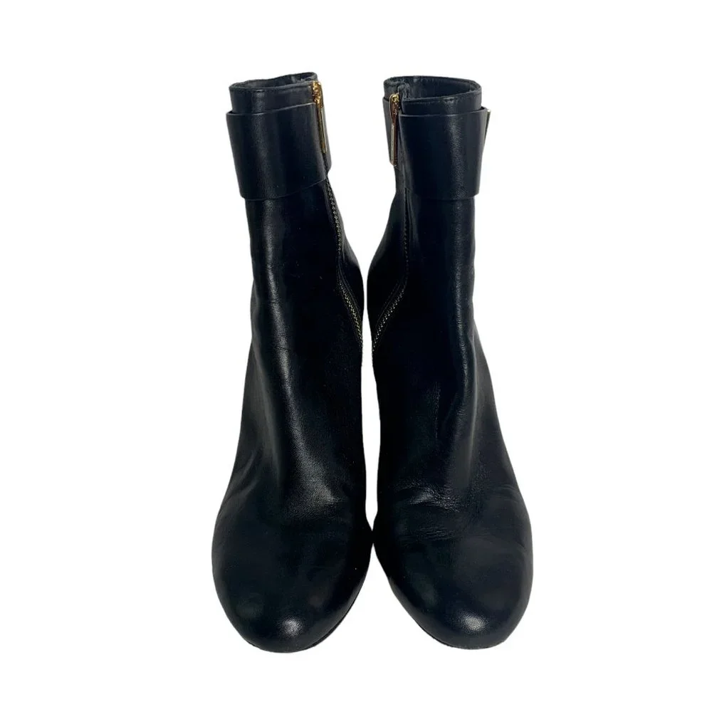 Michael Kors Leather Ankle Boots Booties 11M Black or Dark Brown Chunky Heel